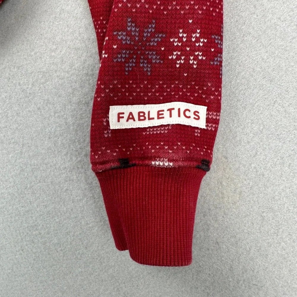 Fabletics Jumpsuit Kids 3T Red Fair Isle Snowman Hooded Fleece Romper OY2500505